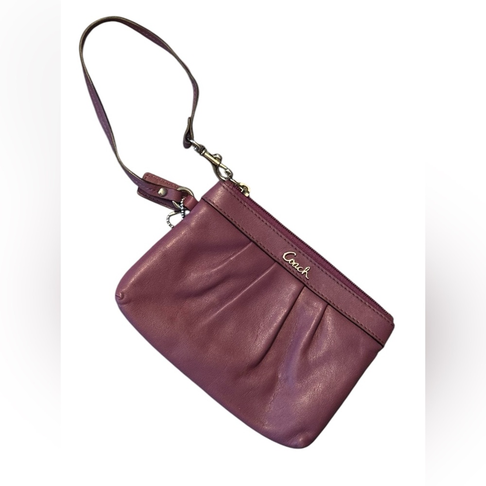 Coach Purple Leather Wristlet Bag